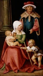 Maria Salome en Zebedeüs met hun zonen Jacobus de Meerdere en Johannes de Evangelist
