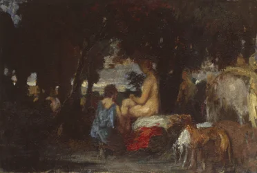 Het bad van Diana, een studie voor De rust van Diana, 1863