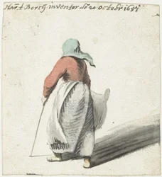 Lopende vrouw, van achteren
