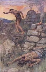 Kaïn en Abel, illustratie uit Pictures That Teach The Crown Series, 1920