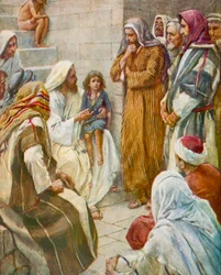 Het kind in het midden, Lucas, 9, 47 (kleurenlitho)