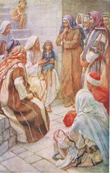 Het kleine kind in het midden, illustratie uit Harold Copping Pictures: The Crown Series, ca. 1920