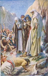 Het slaan van de rots, illustratie uit Pictures That Teach The Crown Series, 1920