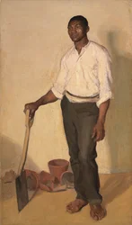 Portret van een zwarte tuinman, circa 1905