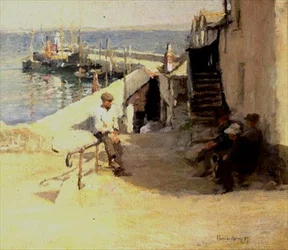 Straatscène in Newlyn