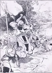 De dood van de Khalifa, illustratie uit Cassells Geschiedenis van Engeland, 1900s
