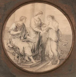 Een van twee klassieke schilderijen naar Angelica Kauffmann