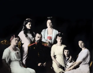 Portret van de Russische keizerlijke familie. Fotografie rond 1910-1915.