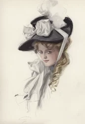 Portret van een vrouw met een mooie hoed
