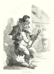 Grappige honden: de lage hond (gravure)