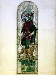 Ontwerp voor een enkel lichtvenster met de figuur van St. Hubert