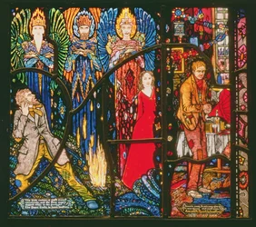 Detail van het Raam van Genève met De halfgoden van James Stephens en Juno en de Paycock van Sean OCasey, 1929