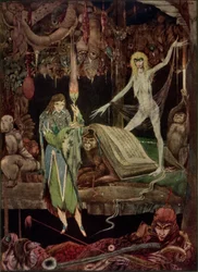 "Ik denk, een miljoen dwazen in koor / zijn aan het razen en zullen nooit moe worden", illustratie uit Faust door Goethe, vertaald door John Anster
