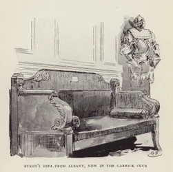 Byrons sofa uit Albany, nu in de Garrick Club