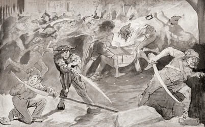 Illustratie voor de roman Een verhaal van twee steden van Charles Dickens