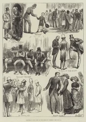 Schetsen in de lobby van het Lagerhuis