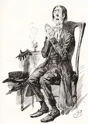 Stiggins. Illustratie door Harry Furniss voor de Charles Dickens roman The Pickwick Papers, uit The Testimonial Edition, gepubliceerd 1910.