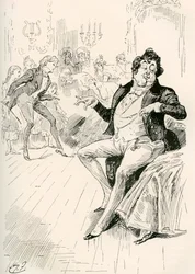 The Turveydrops, Senior en Junior. Illustratie door Harry Furniss voor de roman Bleak House van Charles Dickens, uit The Testimonial Edition, uitgegeven 1910.