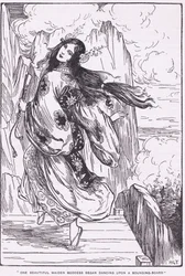 Een mooie meisjesgodin begon te dansen op een klankbord (De Vlakte van de Hoge Hemel) (litho)