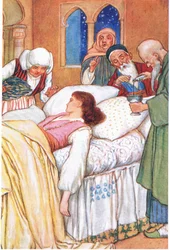 Prinses Aldebonda en haar Artsen (uit het verhaal (de Pelgrims van de Liefde), illustratie uit