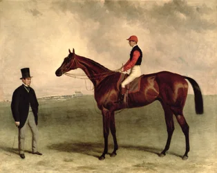 Gladiateur met Harry Grimshaw en zijn eigenaar, Graaf Frederic de Lagrange, 1865