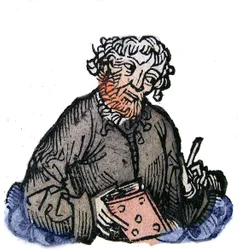 Portret van Juvenal, Latijnse satirische dichter uit het einde van de 1e eeuw. Houtsnede uit 