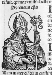 Sint Irenaeus Bisschop na de Kroniek van Neurenberg door Hartmann Schedel