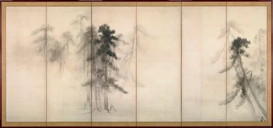 «Dennen». Inkt op papier door Hasegawa Tōhaku (1539-1610), 16e eeuw, afmetingen 156 x 356 cm, Japan, Nationaal Museum van Tokio