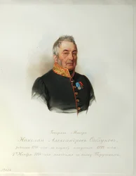 Portret van generaal Nikolai Alexandrovich Sablukov 1776-1848 uit het Album van de Keizerlijke Huzaren, 1846-1849