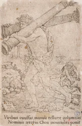 Hercules draagt de zuilen van Gades, uit de serie:  De Werken van Hercules (12)