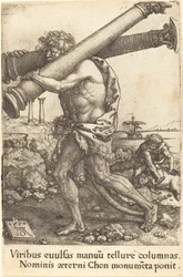 Hercules draagt de twee zuilen van Gaza, 1550