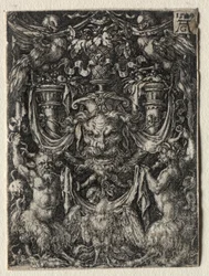 Ornamentontwerp met een Masker en een Adelaar tussen Twee Faunen Beneden, 1509