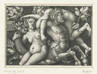 Ornament met triton en twee nereïden
