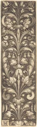 Tak van decoratief loof met twee maskers en twee dolfijnen, 1530