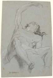 Naakte man, gezien "de sotto in su". Studie voor figuur in plafondschildering