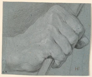 Studie van hand, geklemd om een stok