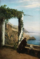 Monnik aan de kust van Amalfi