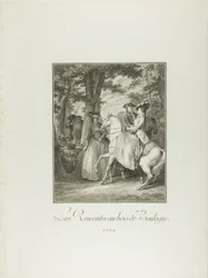 Ontmoeting in de bossen van Boulogne, uit Monument du Costume Physique et Moral de la fin du Dix-huitième siècle