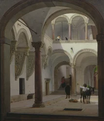 Binnenplaats van het Palazzo Fava, Bologna, 1874