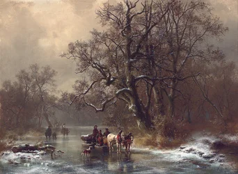 Houthakkers op een bevroren waterweg, 1873