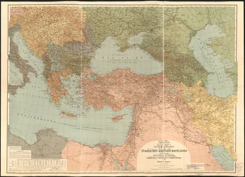 Algemene kaart van het Turkse oorlogstoneel - gebaseerd op de Carte Generale des Provinces Europeennes et Asiatiques de L