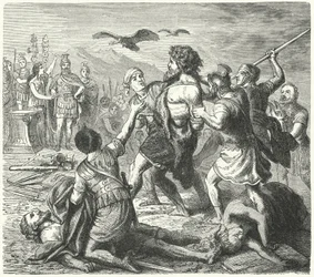 Gevangenneming van Tetobod, koning van de Teutonen, door de Romeinen na de Slag bij Aquae Sextiae