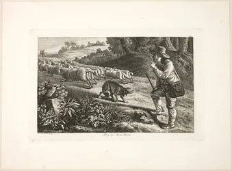 Arcadische herdersjongen en zijn kudde schapen