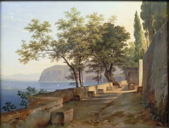 Duits: Terrasse des Kapuzinerklosters in Sorrent Terras van de Priorij van de Kapucijnen in Sorrento