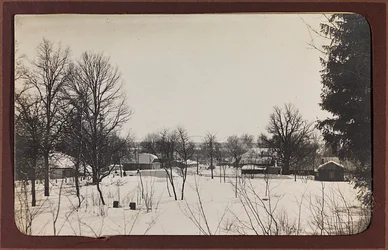 Eerste Wereldoorlog: Oekraïne in de jaren 1914-1916 tijdens de invasie van het Duitse leger. Landschap met sneeuw