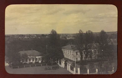 Eerste Wereldoorlog: Oekraïne in de jaren 1914-1916 tijdens de invasie van het Duitse leger. Uitzicht op een stad