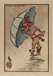De blauwe paraplu