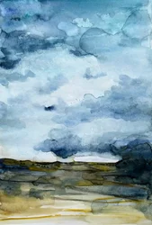 Een onrustige lucht boven het land