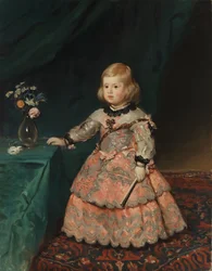 Infanta Margarita in een roze jurk, kopie naar Velázquez