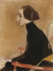 De naaister, halflichaamsportret (De werkende vrouw)
